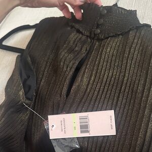 Nanette Lepore Elegant Bronze/Black Pleated Midi Dress